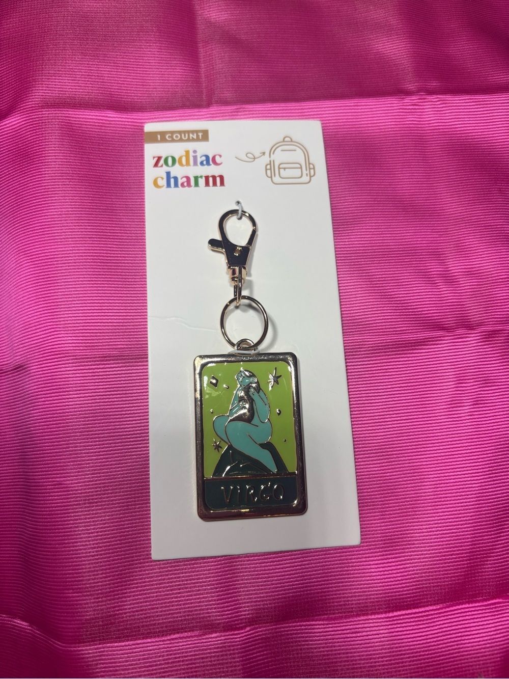 New Bag Charm Zodiac Charm Virgo Keychain - Green Enamel Charm